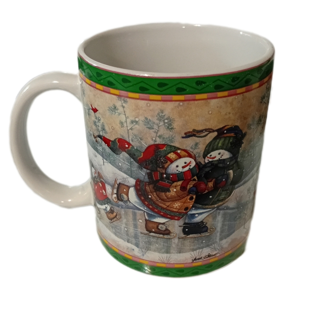 Festive Snowman Skating Mug
